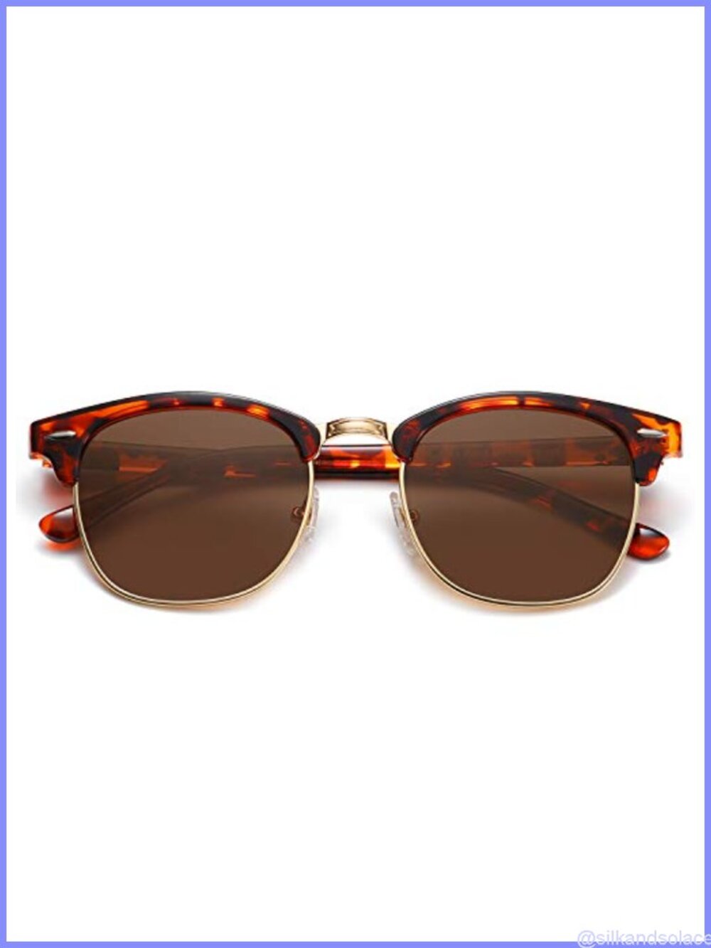 Retro Semi Rimless Polarized Sunglasses UV400 Metal Plastic Full Rim